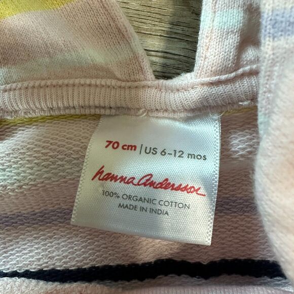 Hanna Andersson Pink Stripe Cat Overalls Baby Girl Size 70 cm 6-12 Months - Picture 3 of 4